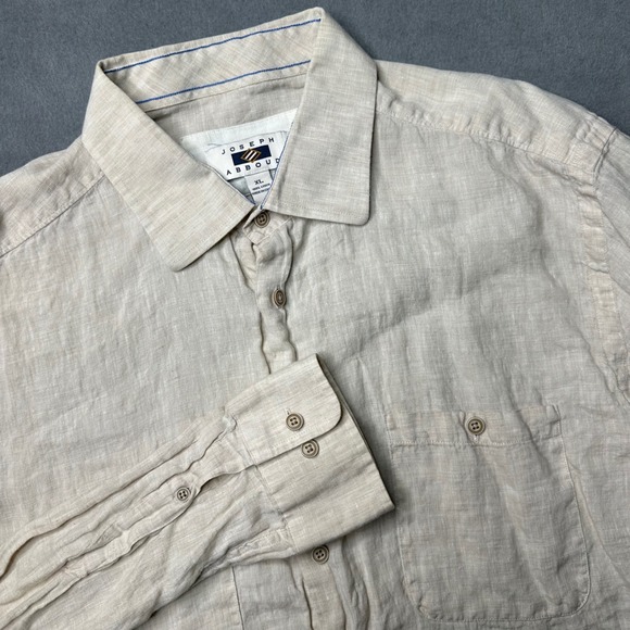 Joseph Abboud Other - Joseph Abboud Button Down Shirt Mens XL Beige 100% Linen Long Sleeve Pocket